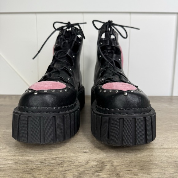 La Moda Dolls Kill Cross your Heart Chunky Creeper Ankle Boots Platform Size 9 - Picture 5 of 10